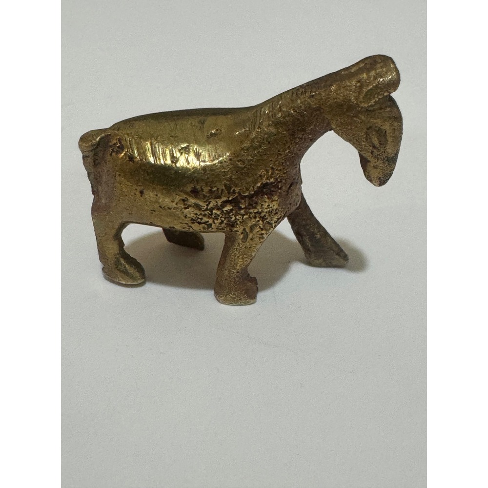 Vintage Miniature Brass Horse Figurine Small Primitive Animal Sculpture Mini